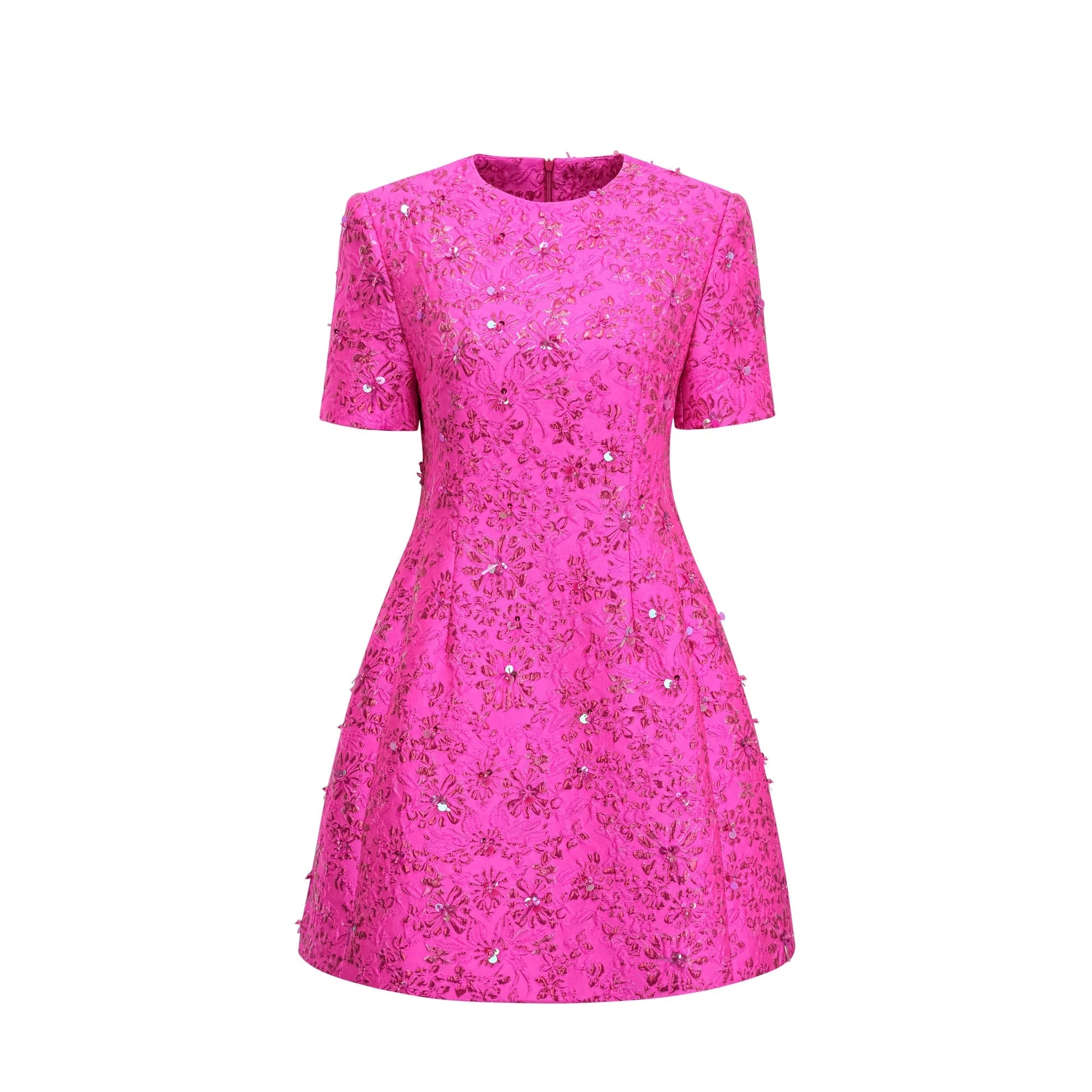 Astrid Elegantes Jacquard-Minikleid Rosa