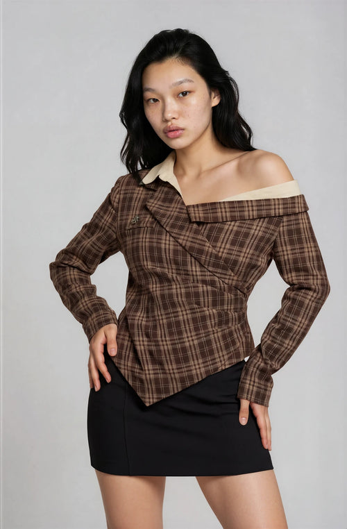 Darko Asymmetrisches Grid-Top in Braun