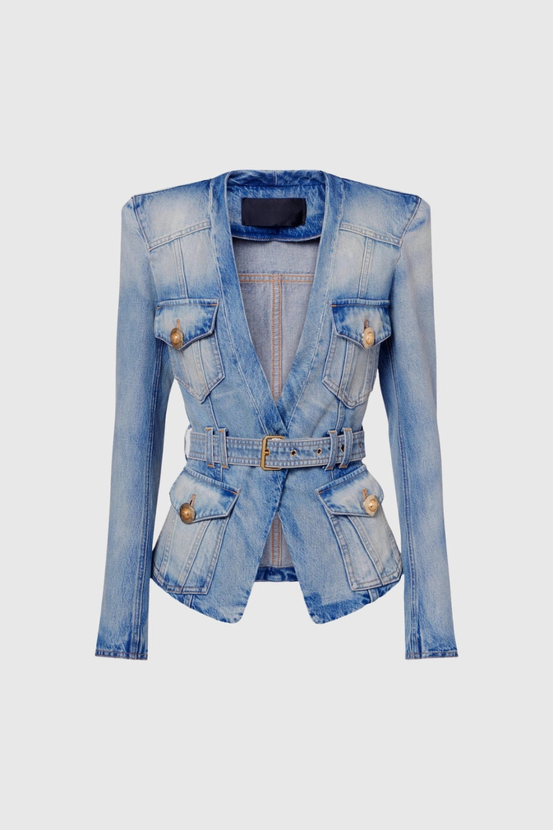Dionysia Elegante Denimjacke mit Plunge-Ausschnitt