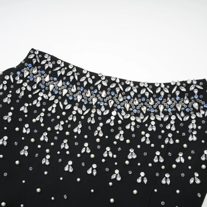 Vestido Mini Melisande Negro con Cristales